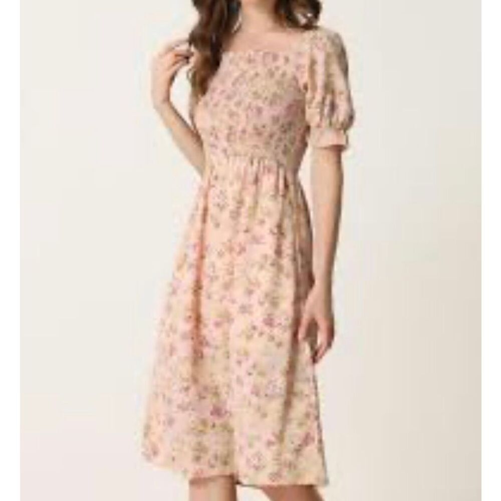 Allegra, K women’s, square neck, puff sleeve, floral, mini dress, size medium